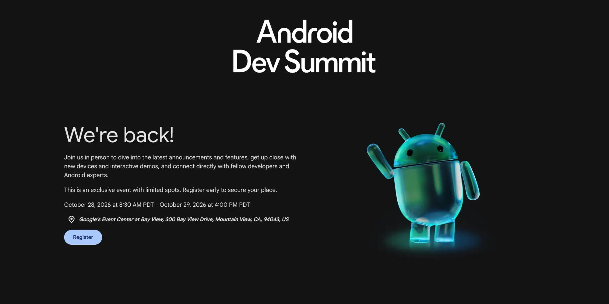 Android Dev Summit Returns Oct 28 With Android 18 Tease